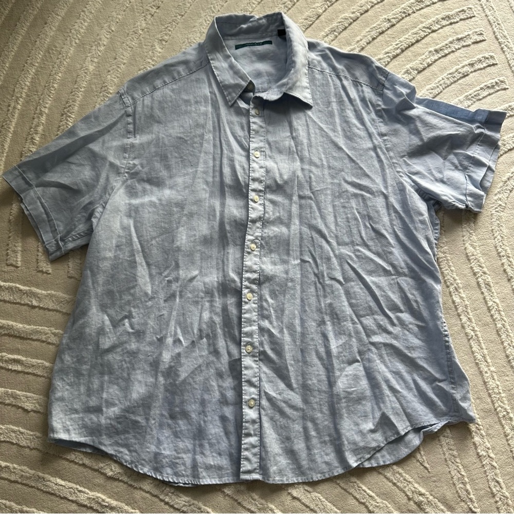Linen Light Blue Button-Down Tee